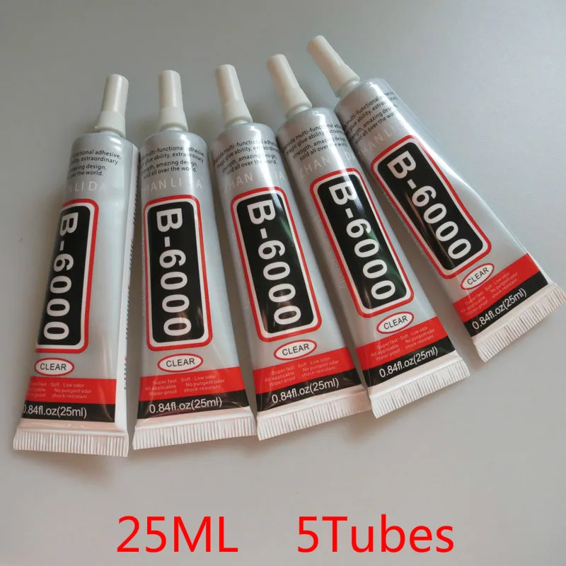 

5 Pcs New B-6000 / B6000 Glue 25 Ml Crystal Rhinestone Glue Touch Screen Frame Sealant Glass Metal Bonding Diy Accessories