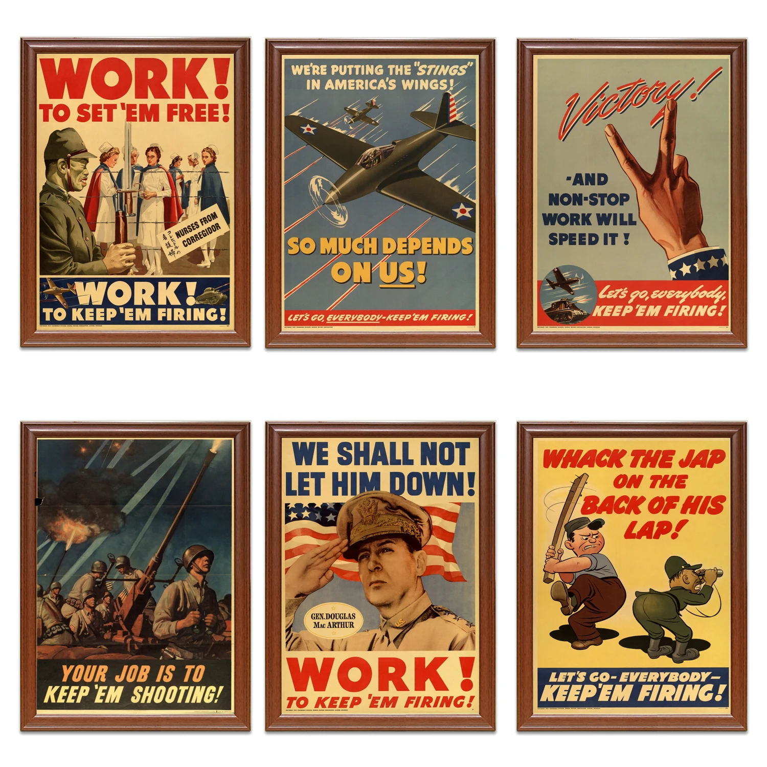 Винтаж США WW2 Производство рекламных плакатов работа для Set'em Free классические