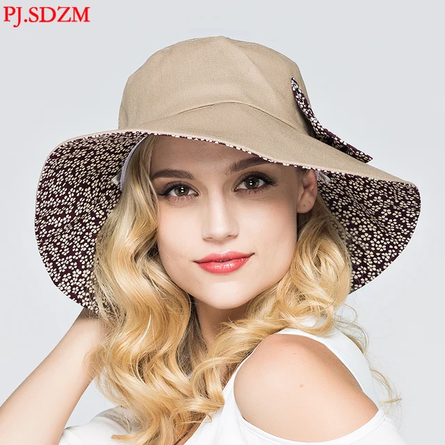 PJ.SDZM Women Summer Sun Hats UV Resistant Colorful Sunshade Cap Wide Brim Travel Hatsin Women