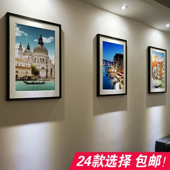 

living room decorative painting Tryptich modern minimalist sofa backdrop restaurant mural painting landscapes in Venice