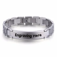 Настройка выгравировать имя монограмма Юбилей Дата ID Браслеты персонализированные браслет для Для мужчин Нержавеющая сталь Браслеты Регулируемый