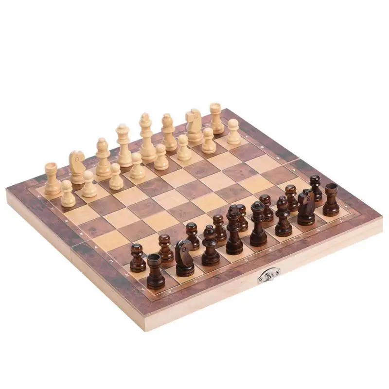 

3in1 Portable Wooden Chessboard Folding Board Chess Game International Chess Set For Party Family Activities