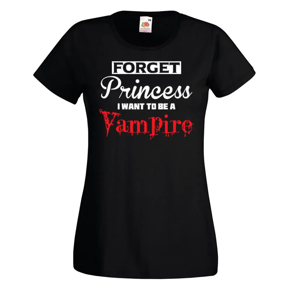 Дамы забыть принцессы футболка с вампиром-Забавный Хэллоуин страшно подарок для ее прохладно Повседневное гордость футболка унисекс