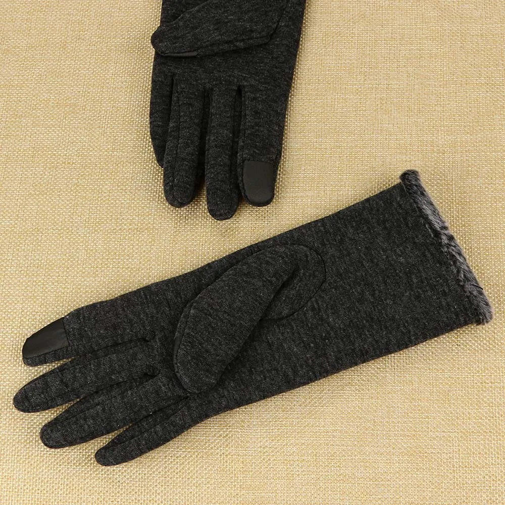 Женские однотонные модные перчатки, зимние теплые перчатки для вождения, перчатки с сенсорным экраном