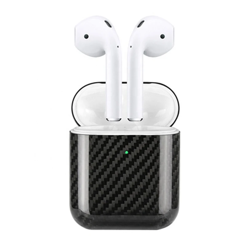 Встроенный чехол из углеродного волокна для Apple AirPods беспроводной зарядки Bluetooth наушники кожаный чехол для AirPods 2 Air Аксессуары из углеродного сплава