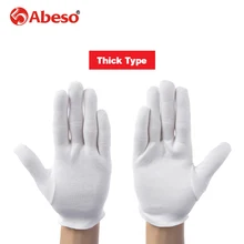 ABESO 12 pairs/lot White 100% Cotton Ceremonial gloves for male female Serving / Waiters/drivers/Jewelry Gloves A6001