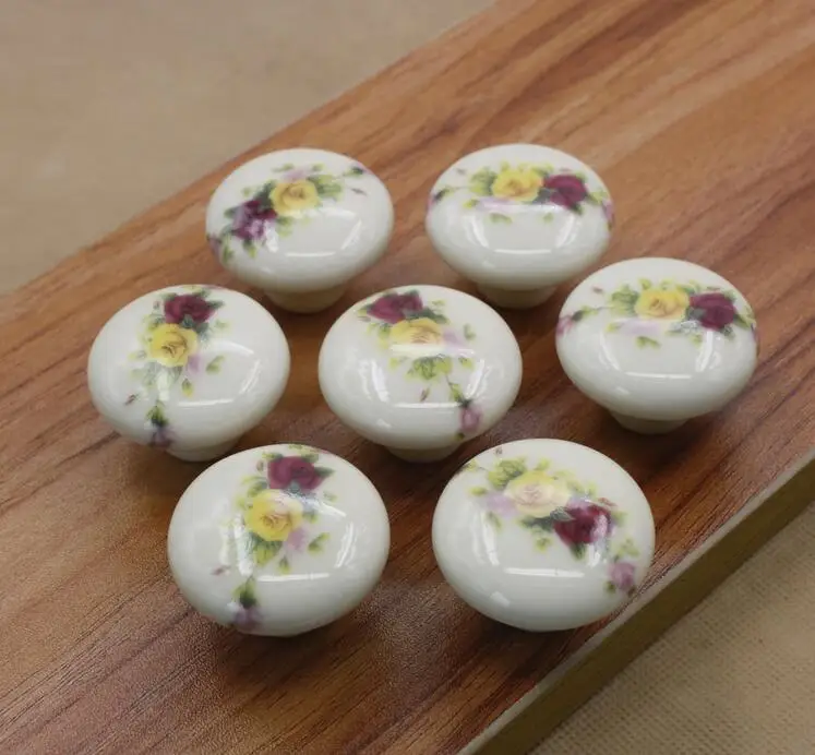 

Flower Ceramic Knobs Bronze Furniture Handles Free Shipping