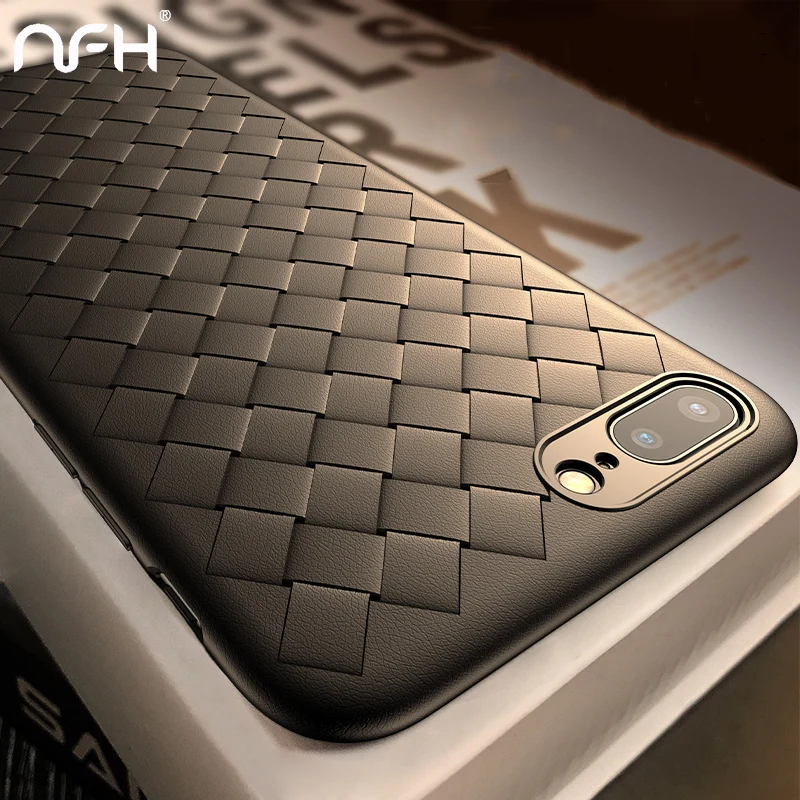 NFH Luxury Grid Weaving Case For iPhone X 8 Plus Cases Soft Silicone Protective On 5 5s SE 6 6s 7 plus Cover |