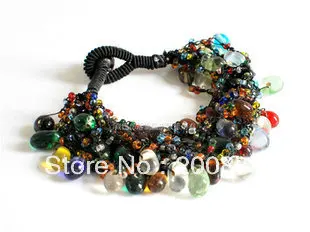 

BB-454 Nepal Colorful Mini Glass Beaded Bracelet Stretch for Girls