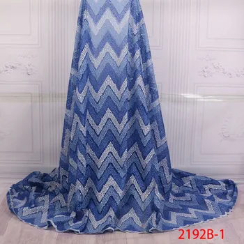 

African Tulle Lace Fabric Bule Color Design Lace Embroidered Fabric New Coming Nigerian French Net Lace For Wedding AMY2192B-1
