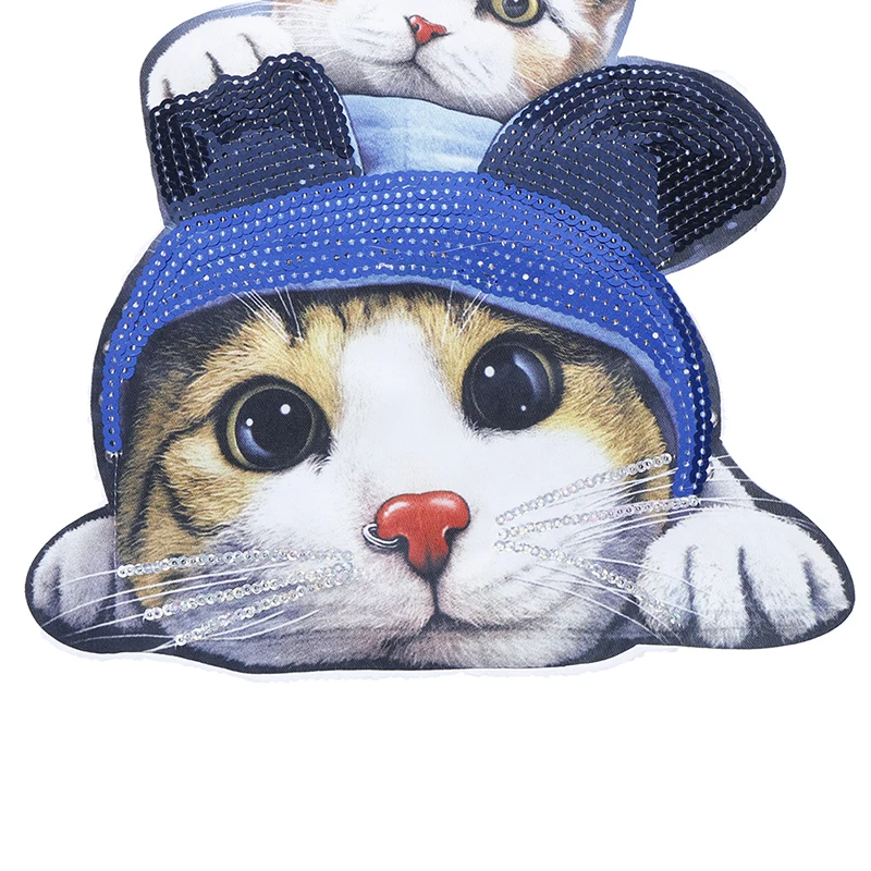 

3D direct injection high-end clothing accessories fashion wild patch stickers Kitten printed cloth stickers sequins