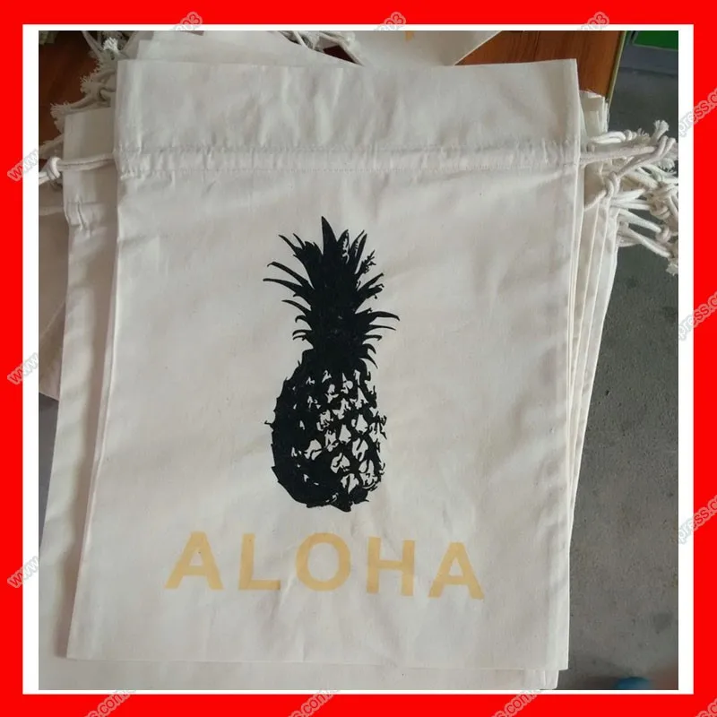 saco de cordão de algodão liso com logotipo