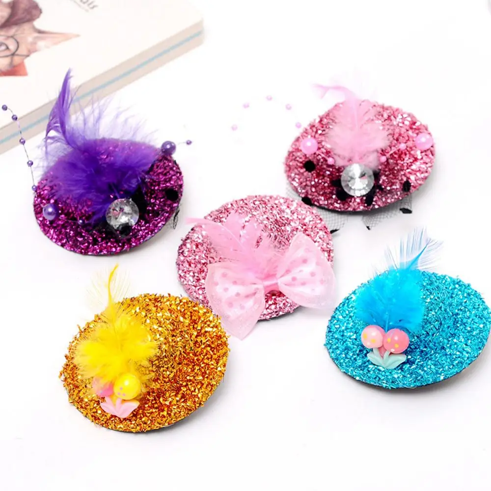 4 pcs Lovely Hat Shaped Flower Adornment Hair Clips Hairpins Girls