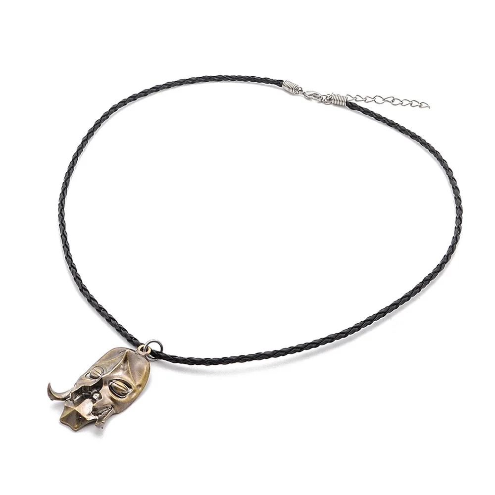 Игра Skyrim Elder Scrolls Дракон Череп Металлическое кожаное ожерелье для мужчин Konahrik Neckless Colar Masculino Pingente колье ожерелье