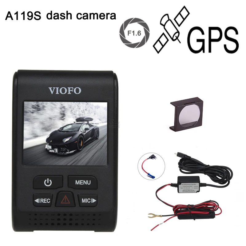 

Original VIOFO A119S Upgraded V2 2.0" Super Capacitor Novatek 96660 HD 1080p GPS Car Dash cam Camera DVR CPL hardwire cable