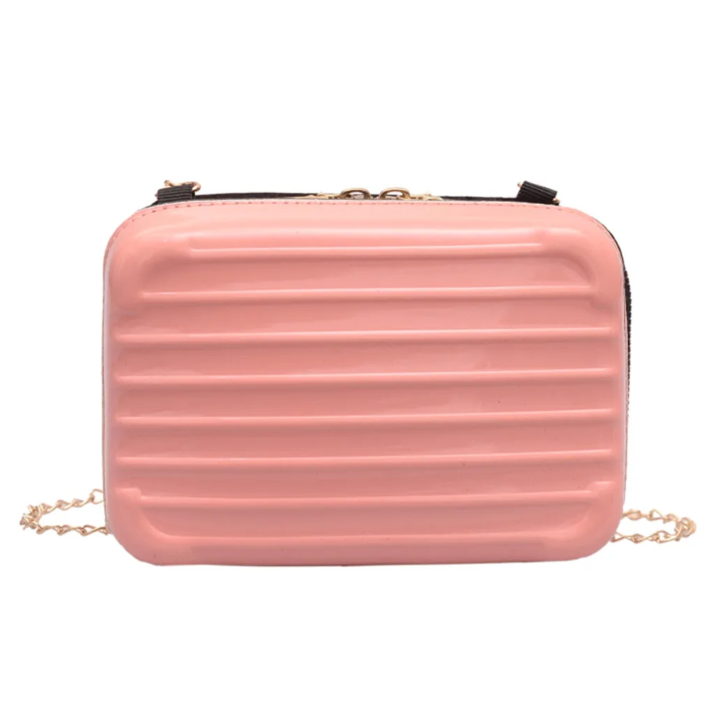 

Maison Fabre Women Fashion Leisure Mini Chain Suitcase PVC Messenger Bags Simple Candy Color single shoulder Bags Zipper Totes