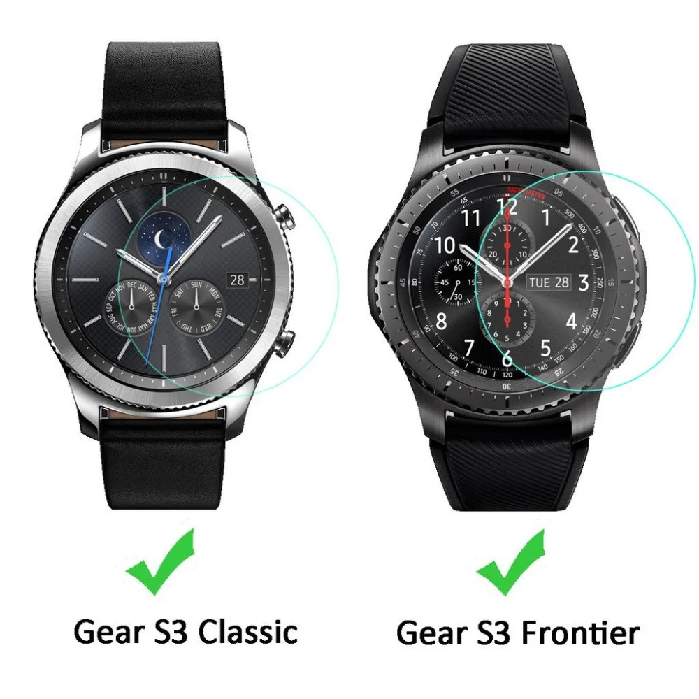 2 упаковки Защитная пленка для смарт часов Samsung Gear S3 Frontier/Classic закаленное стекло 9H