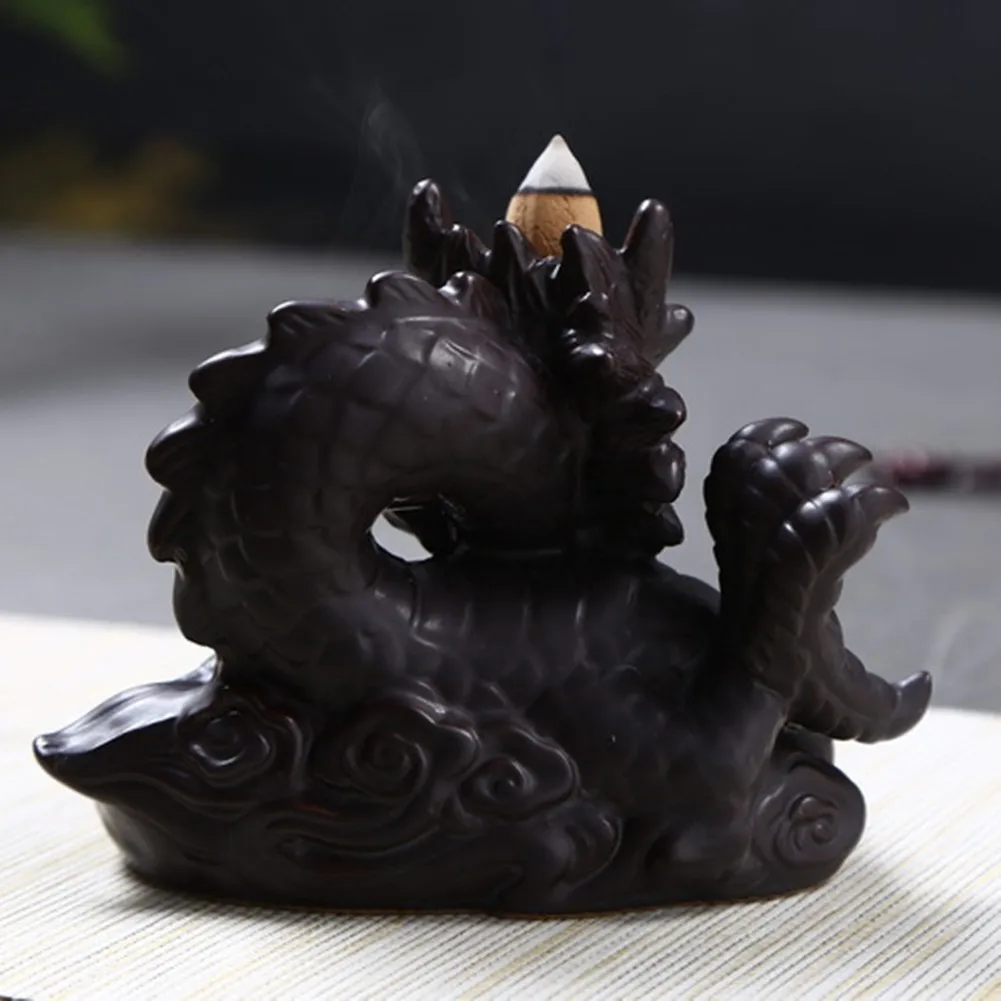 Традиционный китайский дракон ладан держатель фарфоровый обратный поток ладан горелки вид дыма Прохладный ладан горелки 8,8*6,6 см
