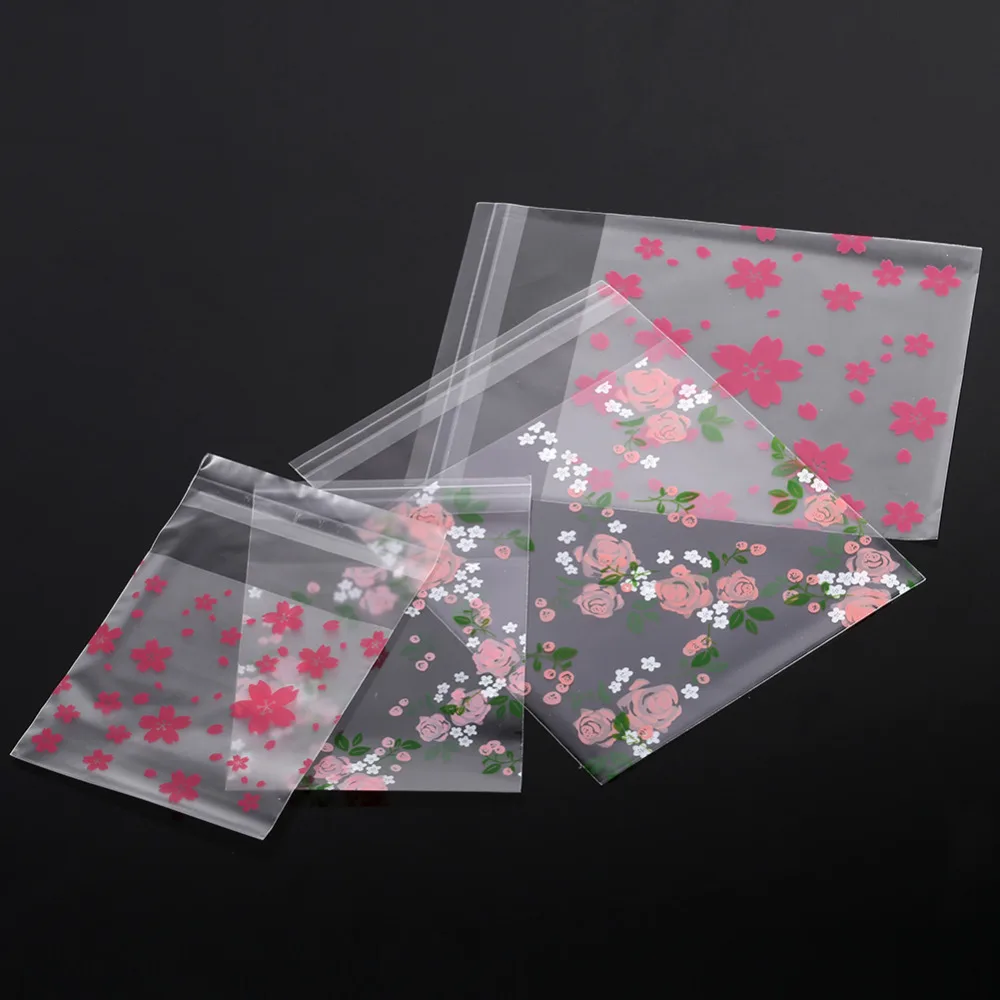 bags bag candy plastic birthday flower biscuit patterns zip lock clear cookie 100pcs pack sealer storage pouch supplies