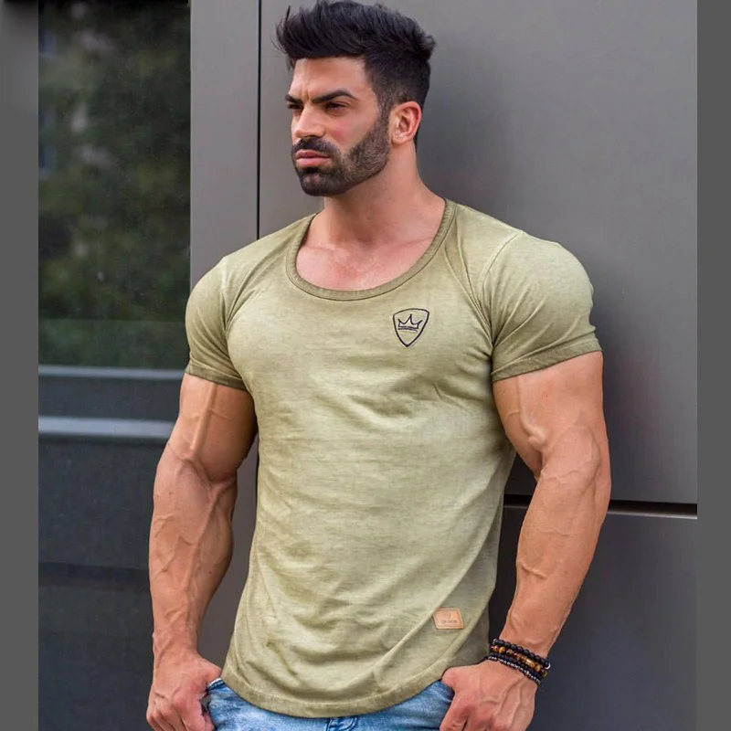 

2019 Brand Clothing Gym Sport T Shirt Men Training Cotton Fitness T-shirt Gym Tshirt Running Shirt Men Jogging Tee Tops Rashgard