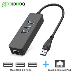 USB 3,0 Ethernet адаптер с 3 портами USB 3,0 концентратор USB rj45 Gigabit Ethernet Lan 10/100/1000 Мбит/с сетевая карта для ноутбука Macbook