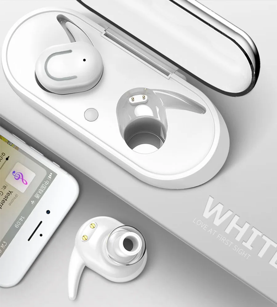 Беспроводные наушники от YOU FIRST Bluetooth 5.0 наушники TWS спортивные стерео bluetooth наушники гарнитура с загрузочной коробки - Цвет: White Button Control