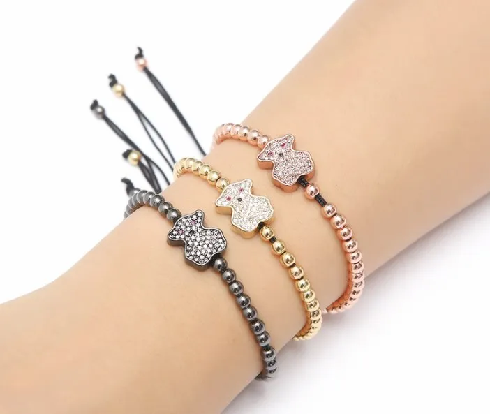 Oro Argento Micro Pavimenta Cz Cubic Zirconia Corda Regolabile Perline Di Rame Braccialetto Xt3 Fascino Intrecciato Braccialetti Donne