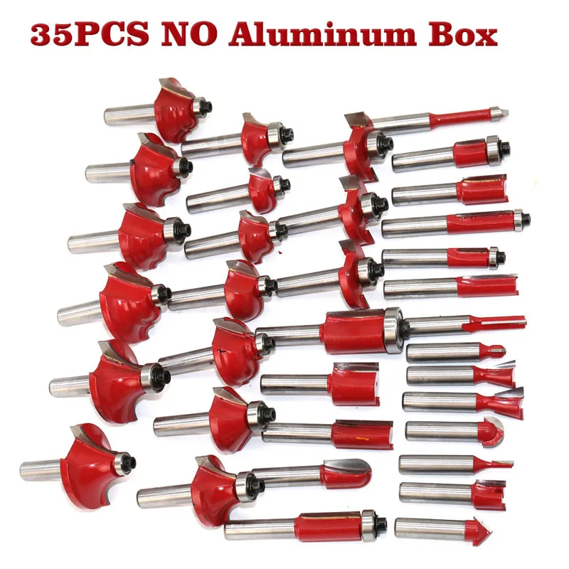 

35pcs 8mm Router Bits Set Professional Shank Tungsten Carbide Router Bit Cutter Set With Wooden Case For Wood