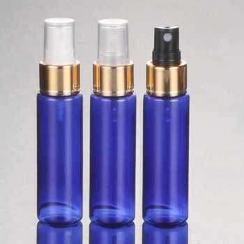 

2017 new 30pcs,30ml Flat shoulder blue bright gold spray bottle,PET lotion points bottling,refillable bottles