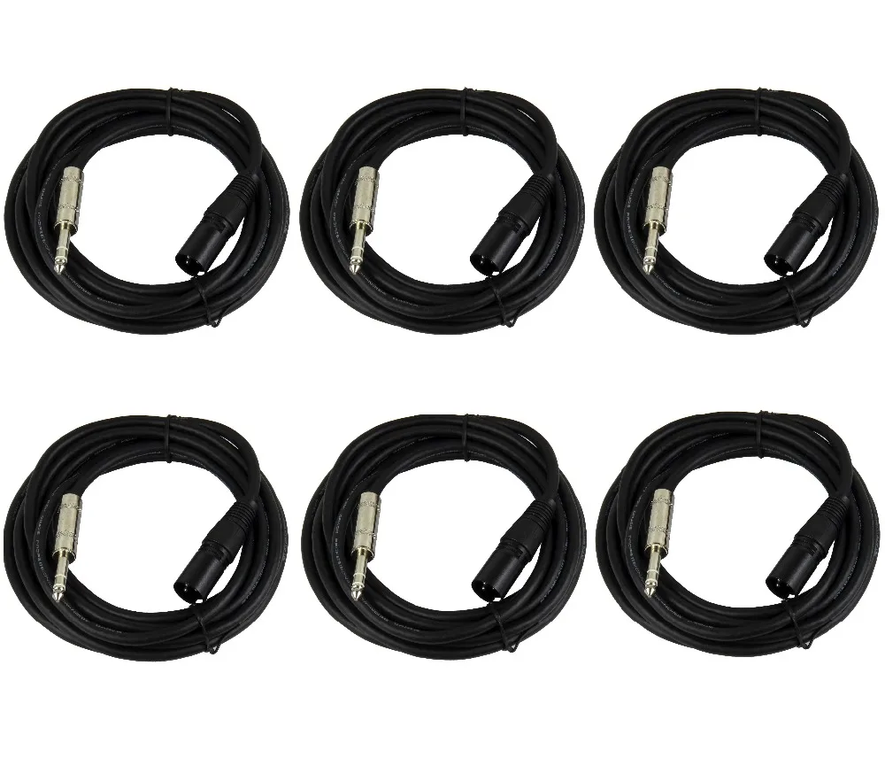 

STARAUDIO 6Pcs 15FT(4.5M) XLR 3-Pin Male to 1/4" Stereo Plug Shielded Microphone Mic Cables SSMC-450CM