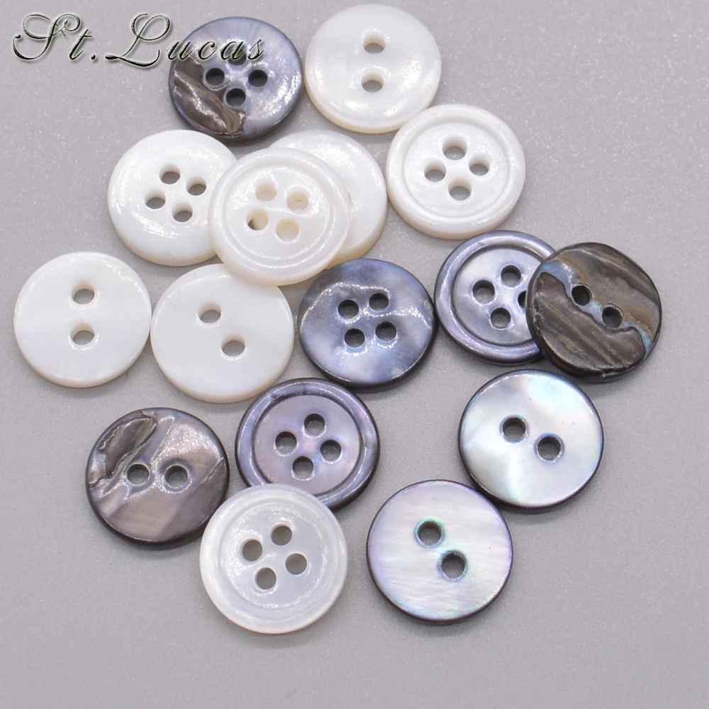 30pcs/lot 12mm white grey Natural Shell Sewing Buttons Color Mother of Pearl MOP Round Shell Button garment Sew Accessories DIY