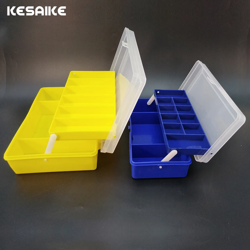 Пластиковая портативная коробка KESAIKE для рыболовных приманок двухслойная