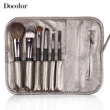 Free shipping Docolor Make up Brushes 6pcs/Set High Quality with leather case powder foundation eyeshadow eyebrow lip brushes