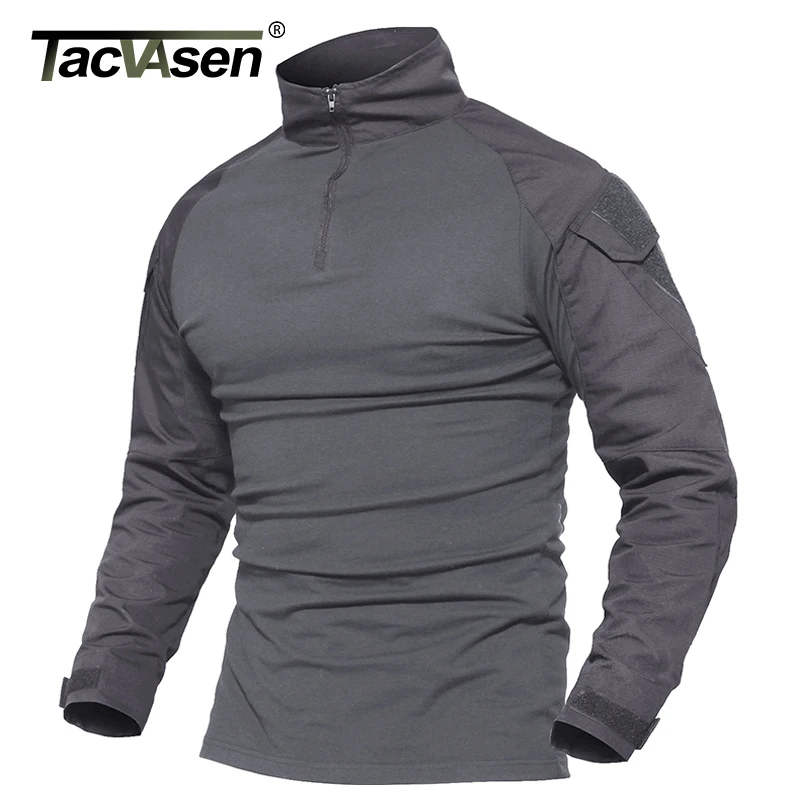 

TACVASEN Camouflage T-shirts Men Army Combat Tactical T Shirt Male Airsoft Military Clothing Long Sleeve Cotton Assault T-Shirts