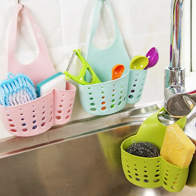 

Sink Sponge Storage Rack Hanging Storage Holder Hanging Basket Bathroom Accessory Kitchen Organizer Adjustable Snap Brush Basket