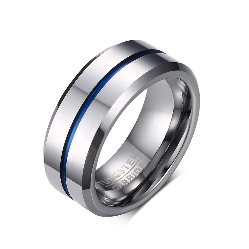 8mm Mens Rings Tungsten Carbide Thin Blue Line Groove Wedding Band 8mm Mens Rings Tungsten Carbide Thin Blue Line Groove Wedding Band Ring For Men Fashion Jewelry Anel Masculino Comfort Fit In Bands From