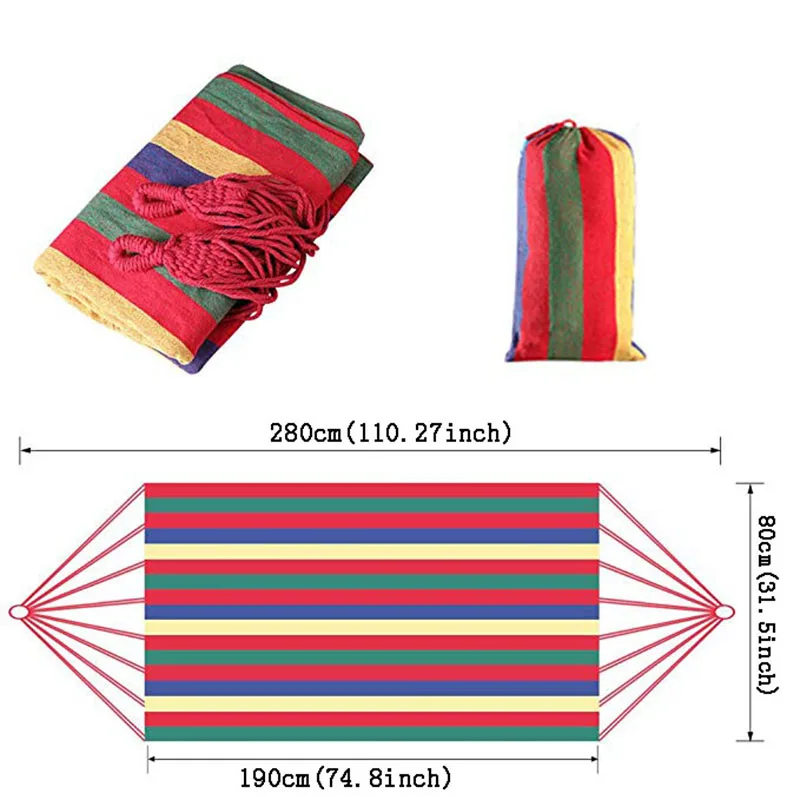 Hammock Swings Portable Outdoor Camping Furniture Stripes Hammock Tent Hanging Sleeping Bed 280cm x 80cm Travel Garden Terrace (13)