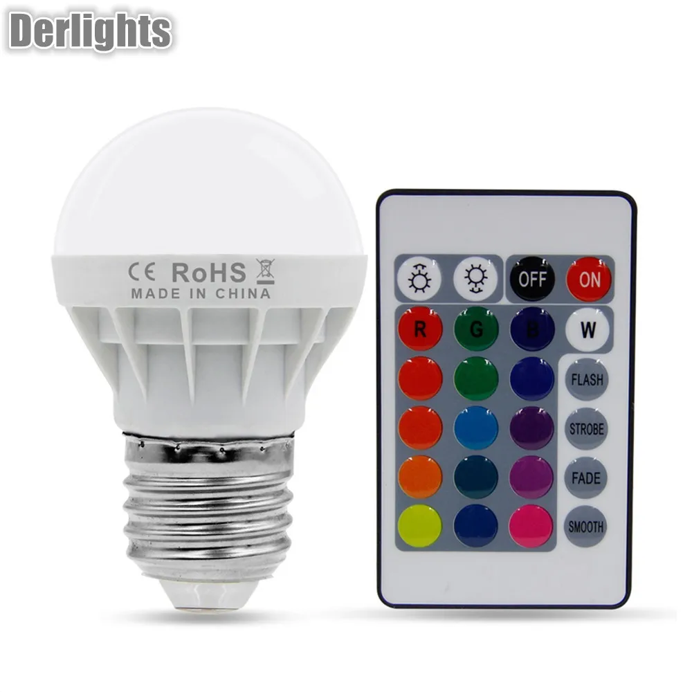 

E27 3W 16Color Changing RGB Magic LED Bulb Lamp 85-265V RGB Led Light Spotlight + IR Remote Control
