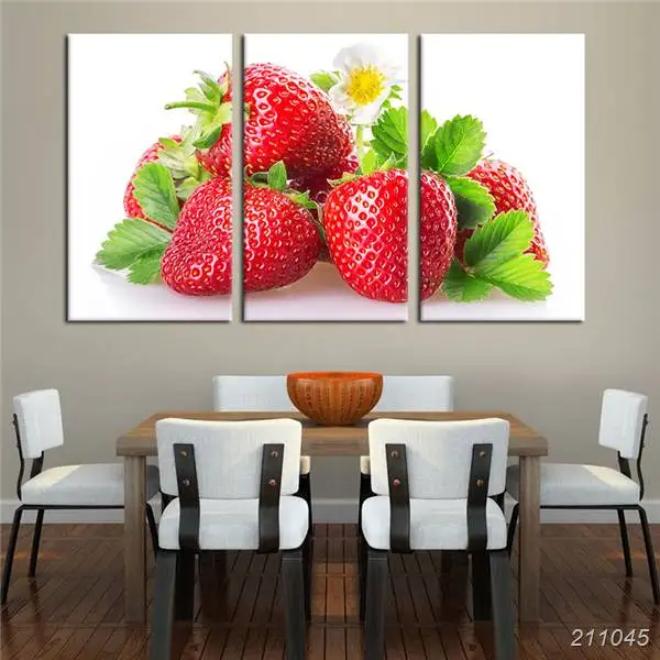 Online shop 3 stück leinwand wandkunst gedruckt red süÃe erdbeeren ...