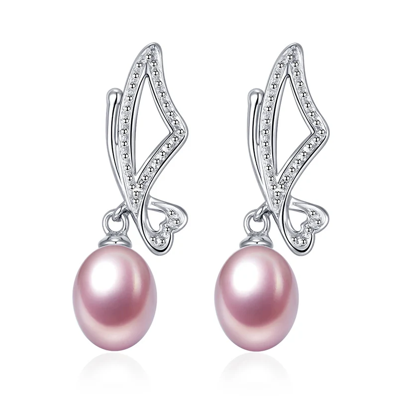 tz4090e 925 sterling silver earring pearl earring purple