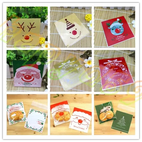 9600pcs 10x10cm Christmas tree Santa Claus flower gift ziplock Bags Cookies Cake biscuit candy Self-adhesive Packaging Party bag | Дом и сад