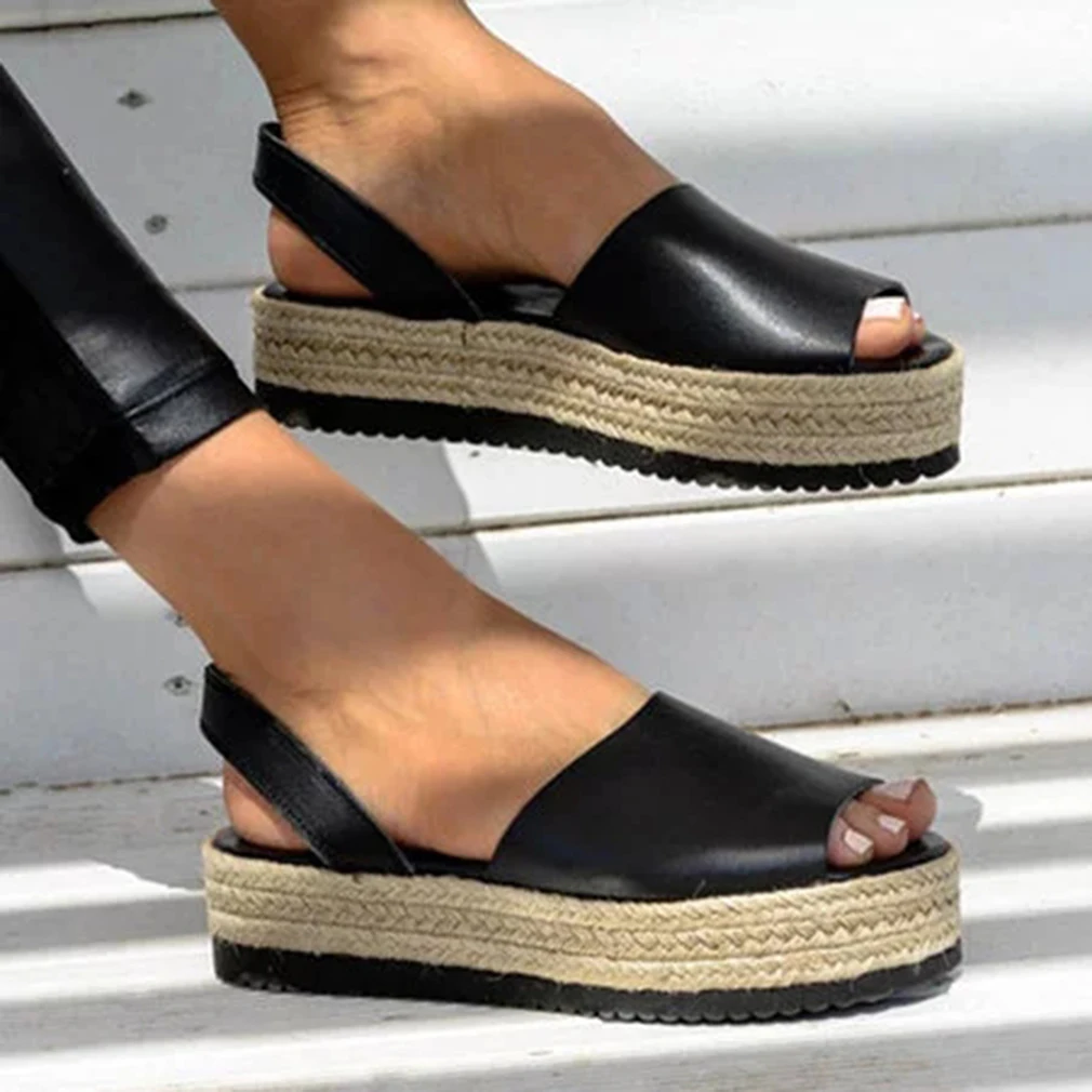 

Platform Sandals Women's Shoes Ladies Summer Sandals Woven Shoes Thick-Bottom Sandalias Wedge Heels Roman Fashion Shoes Mujer