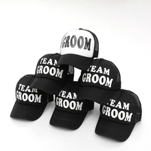 VORON надпись "GROOM to be" Команда жениха один человек Шапки мужские свадебные Preparewear Кепка-бейсболка белого и черного цвета летнее Сетчатое платье;