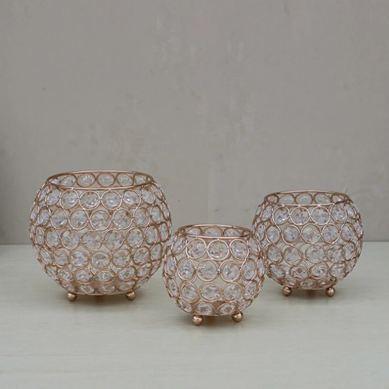 

Gold Candle Holders Crystal Ball Candlestick Candle Lantern Candelabra Home Decorative Wedding New Year Party Decoration 10-15CM