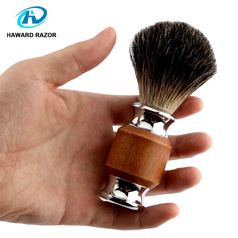 HAWARD الحلاقة 100% المهنية الغرير الشعر الرجال الحلاقة فرشاة الخشب و سبائك الزنك مقبض استخدام لحلق الحلاقة HAWARD الحلاقة 100% المهنية الغرير الشعر الرجال الحلاقة فرشاة الخشب و سبائك الزنك مقبض استخدام لحلق الحلاقة