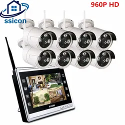 SSICON 1.3MP Беспроводной охранных Камера 960 P CCTV Системы с 12 "ЖК-дисплей монитор 8CH NVR Экран Wi-Fi CCTV комплект видеонаблюдения