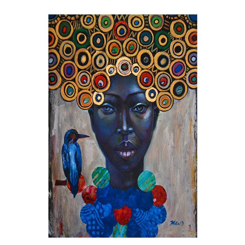 Абстрактный Африканский Женский портрет, картина маслом на холсте, скандинавские плакаты и принты, Современная Настенная картина для гостиной