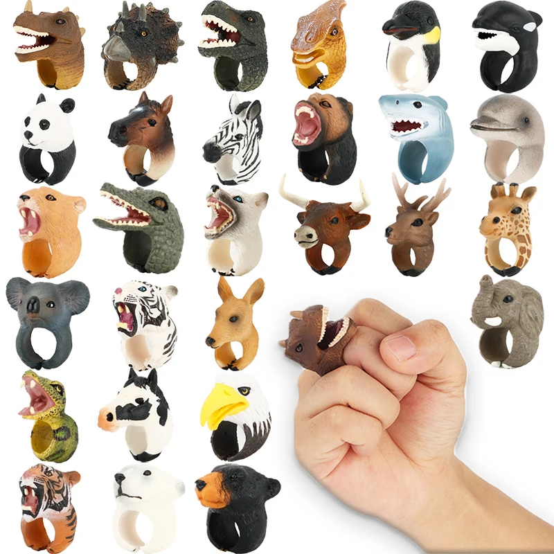 3 PCs Animal styling Finger Set Dinosaur  Finger Toys Lovely 3D  Ring 35 Different Styles Interactive Toys Gifts for Kids Boys