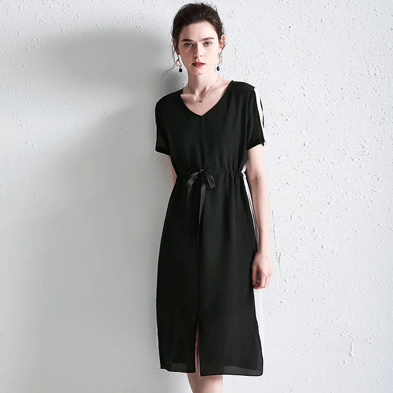 Zwarte zijde plus size party dress vintage strand boho bohemian casual jurken sexy 2019 vrouwen zomer lange Grote Losse tie taille Zwarte zijde plus size party dress vintage strand boho bohemian casual jurken sexy 2019 vrouwen zomer lange Grote Losse tie taille