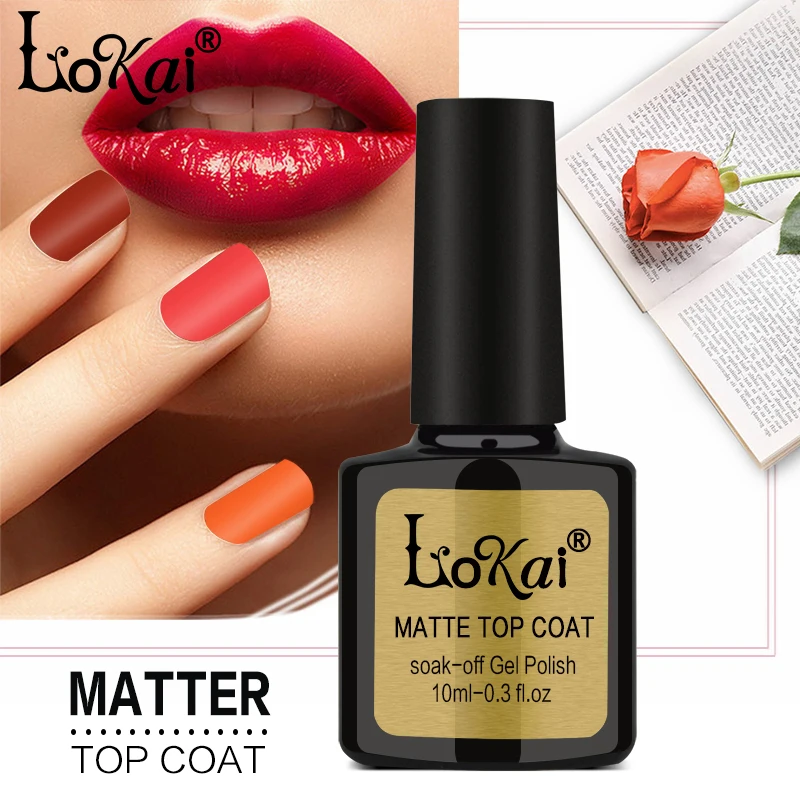 

Lokai 10ML Transparent Soak Off Matt Top Coat UV Gel Primer Nail Gel Polish Varnish Non Cleaning Long Lasting Matte Top Coat
